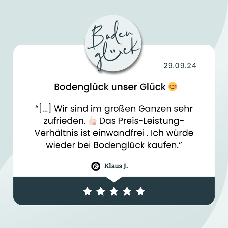 Verifizierte Trusted Shops Bewertungen für Bodenglück Erfahrungen Slide 3